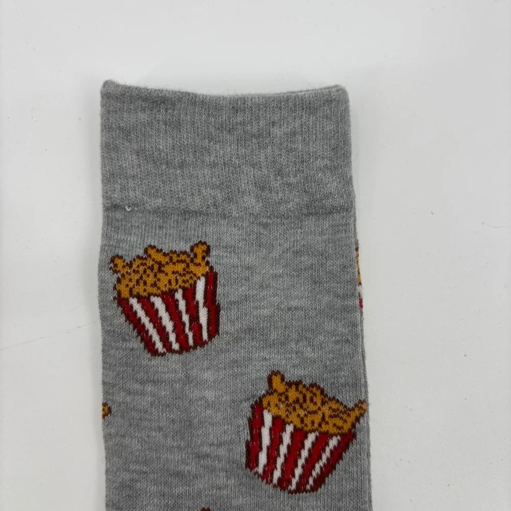 Mens Fried‎ Chicken Novelty Crew Socks 3 Pack Yellow Cream Grey Graphic Funny